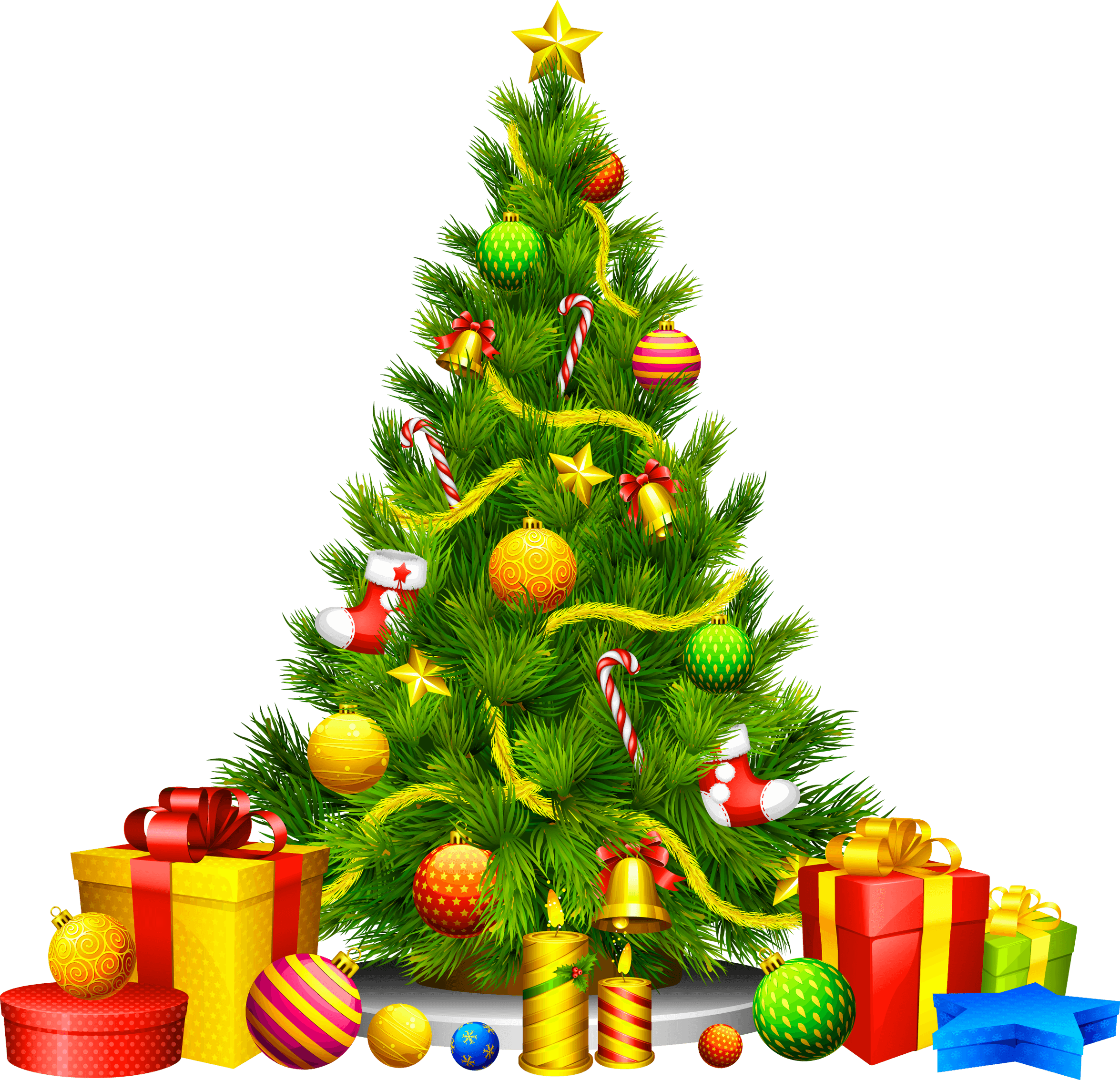 Christmas fir-tree gifts PNG