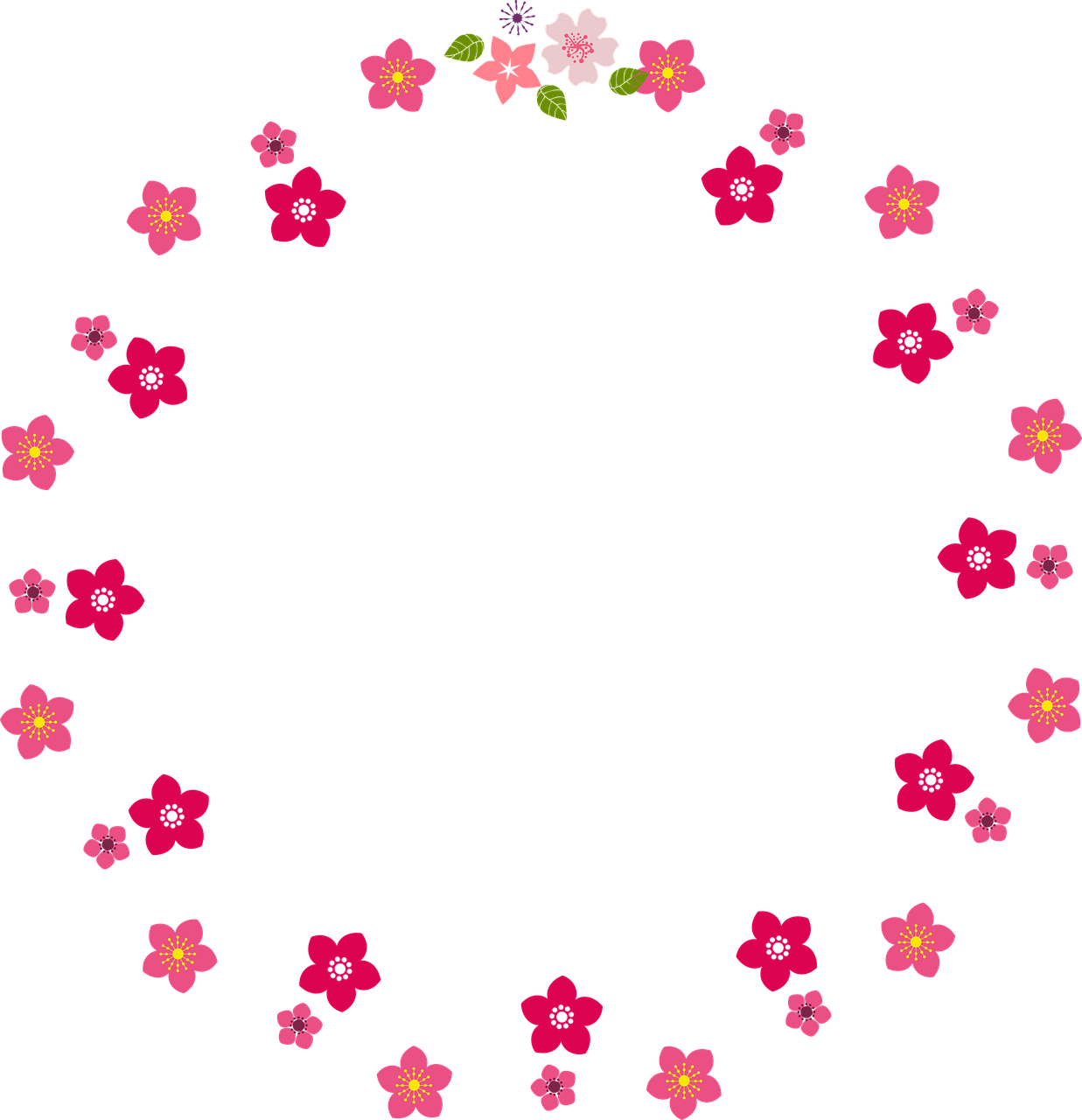 Circle Floral Border Frame PNG Image