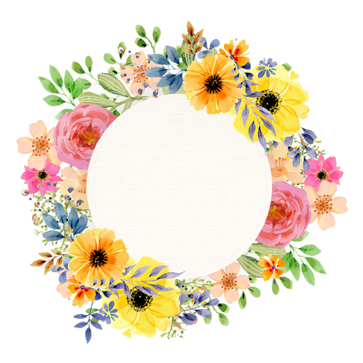 Красочный круг цветочная рамка PNG