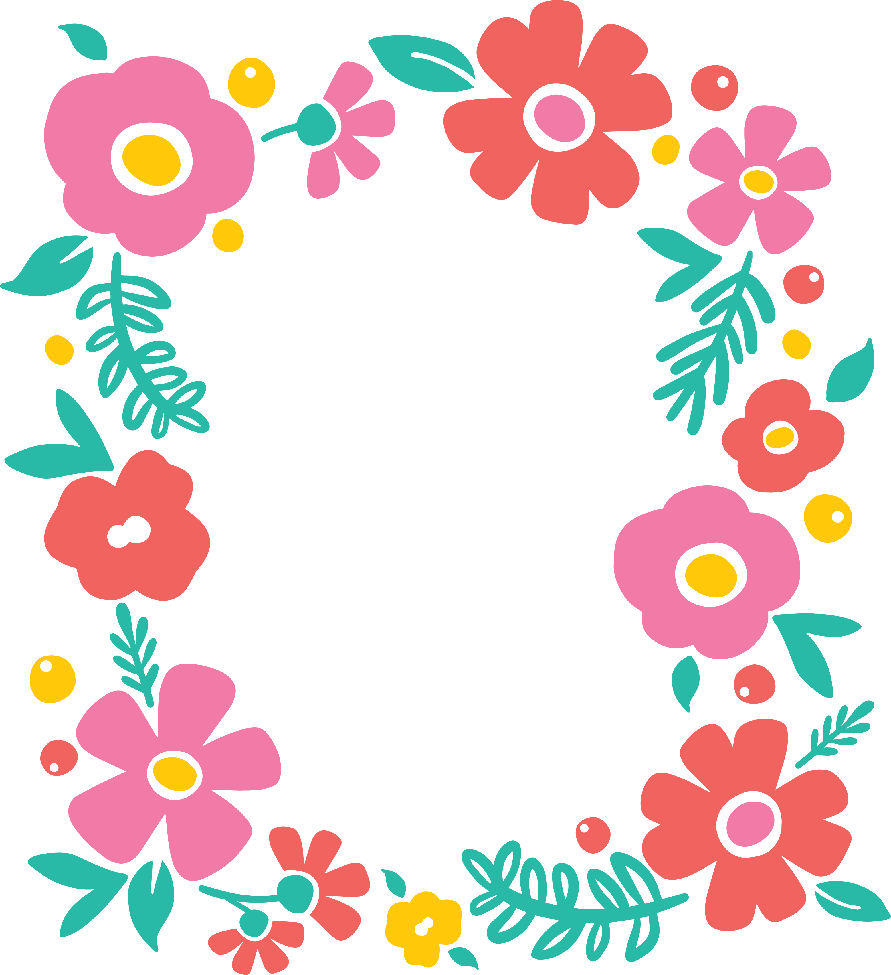 Quadro colorido flor frame transparente PNG