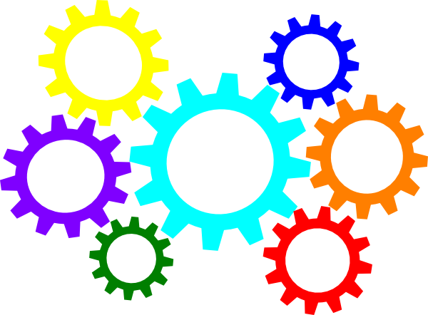 Colorful Gears Clipart Vector PNG