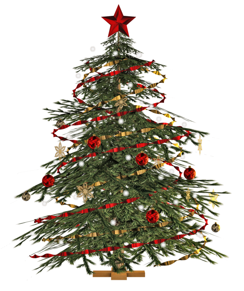 Verzierter Weihnachtsfeuerbaum PNG
