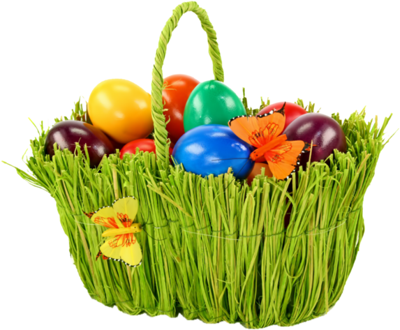 Easter Egg Basket PNG Transparent Image