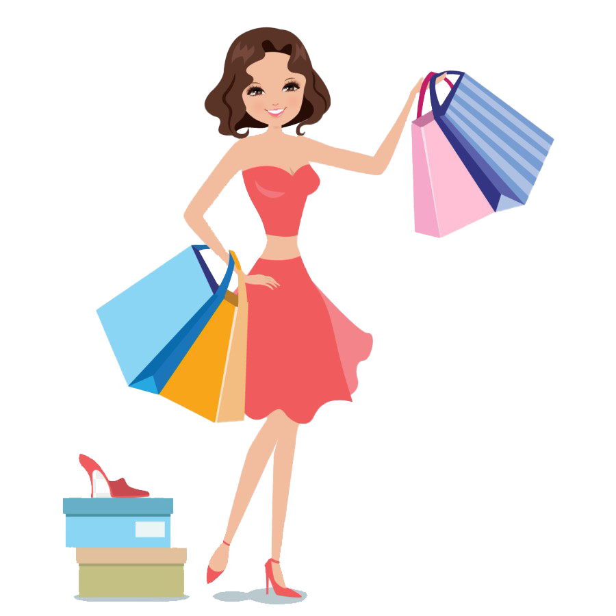 Fashion Girl Holding Shopping Bag Transparent PNG