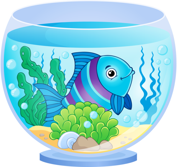 Balık tankı vektör karikatür şeffaf PNG