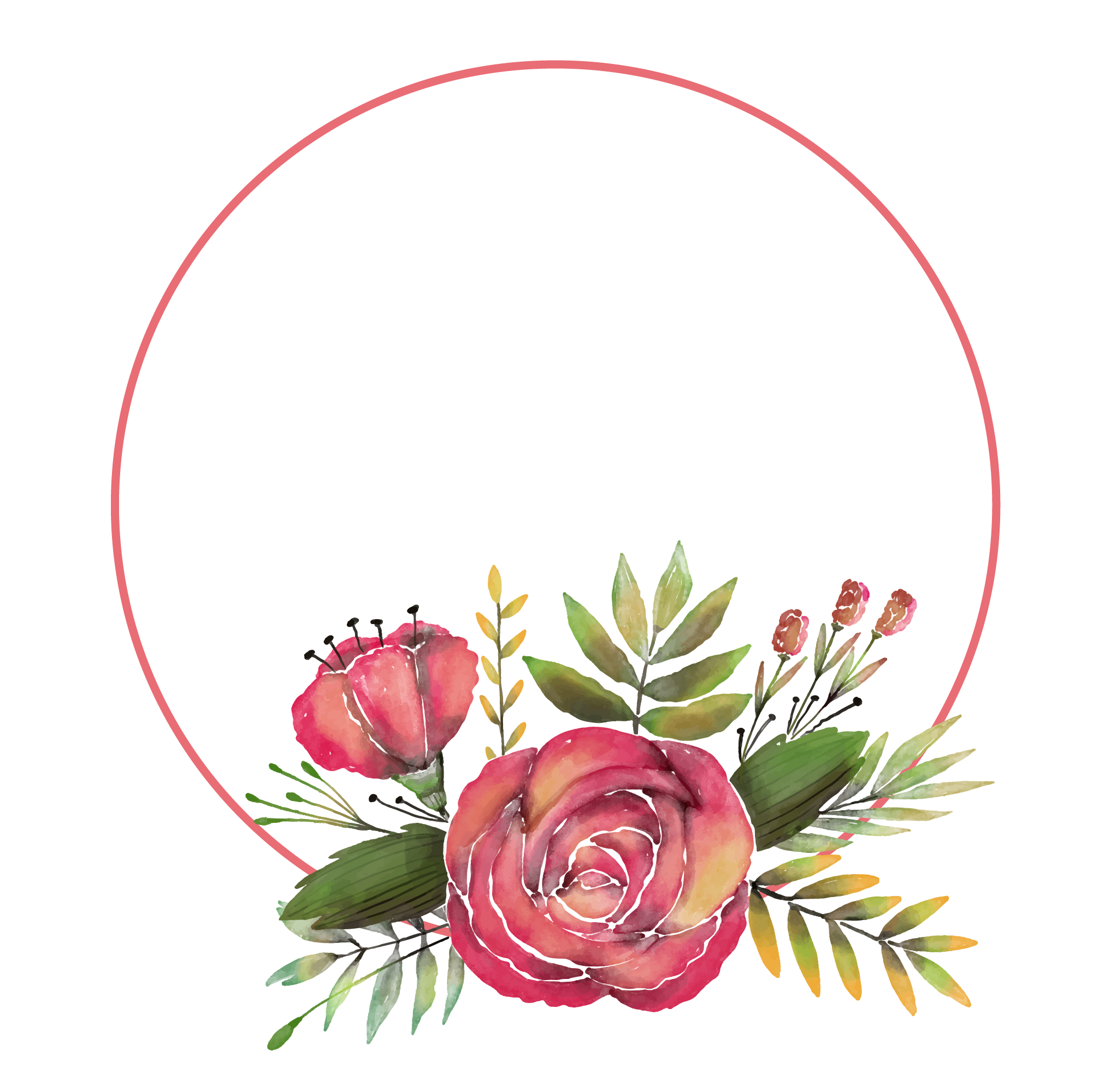 Flowers Frame Circle PNG