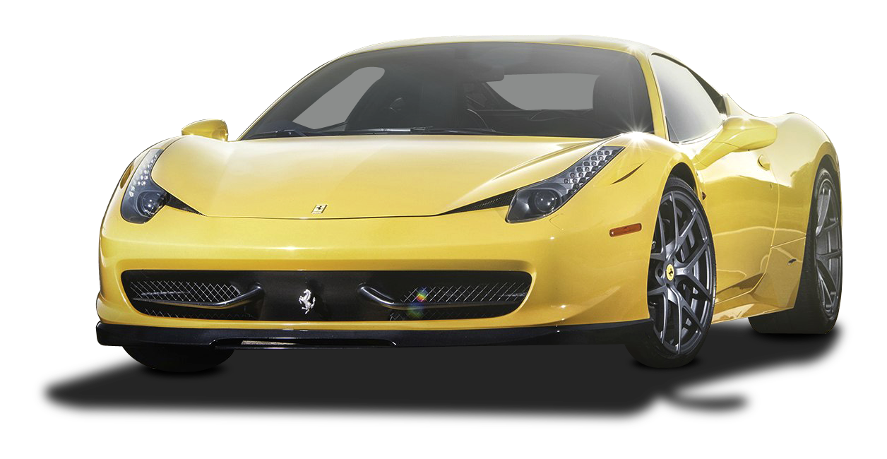 Front View Yellow Ferrari PNG File