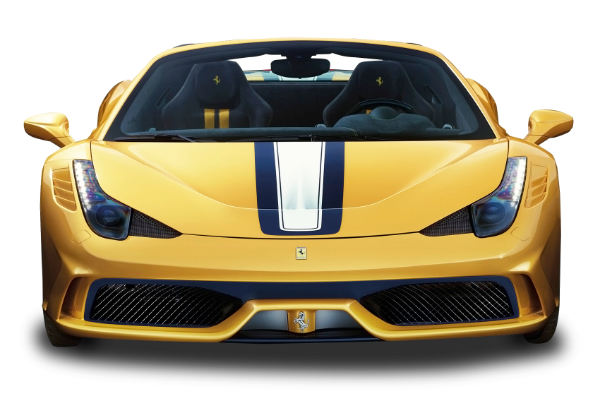 Front View Yellow Ferrari PNG Image