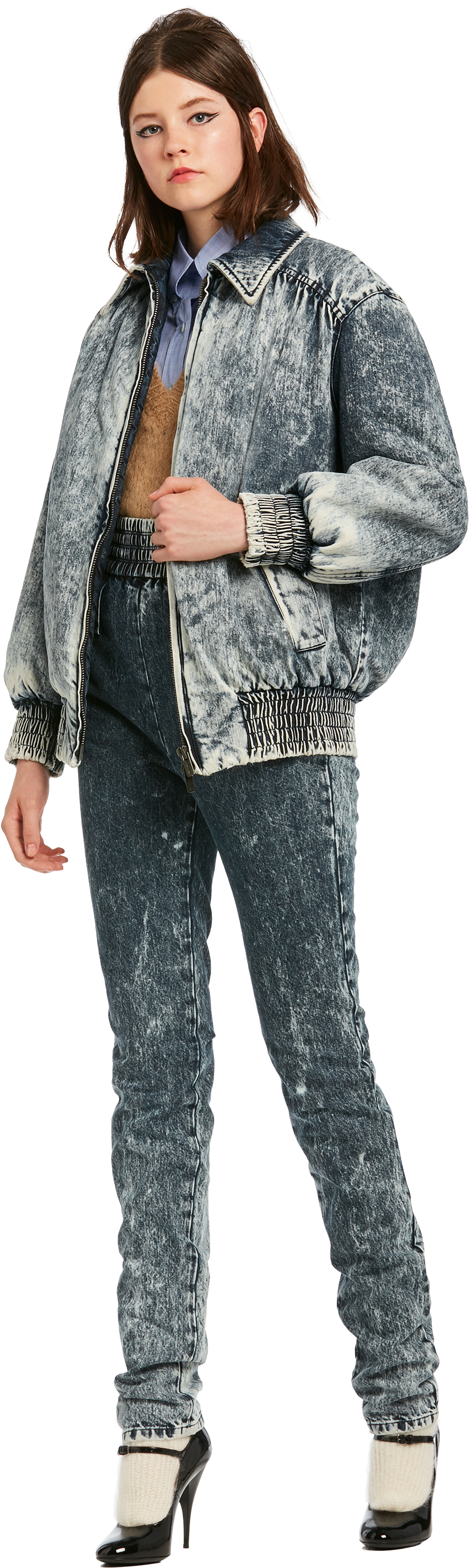 Девушка куртка джинсовая PNG