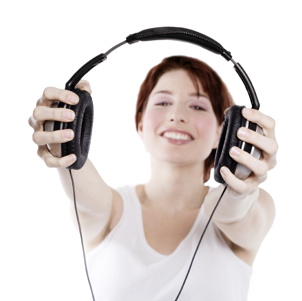 Mädchen hören Musik Kopfhörer PNG