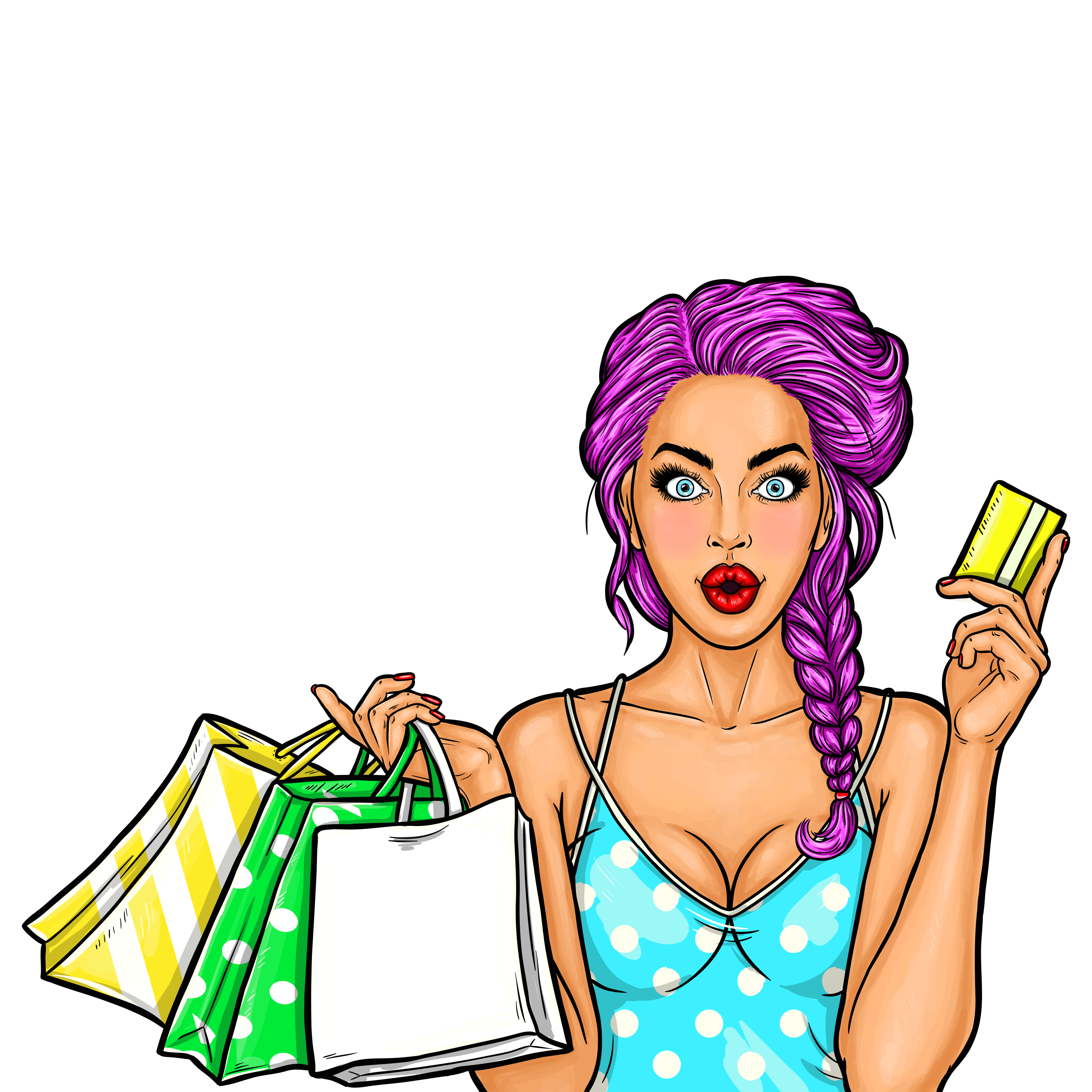 Girl Shopping Vector Clipart Transparent PNG