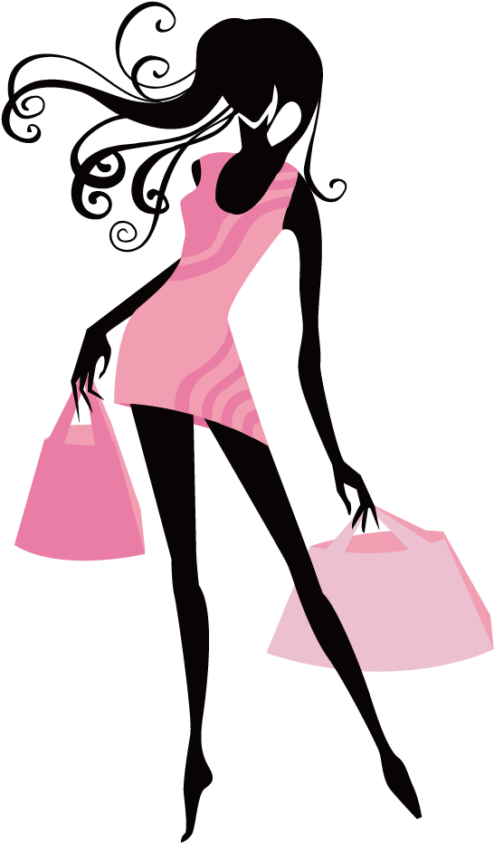 Girl Shopping Vector Pink Dress Transparent PNG