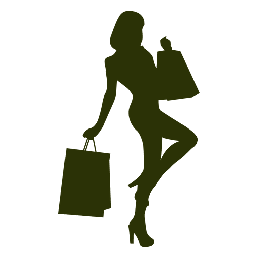 Kız alışveriş vektör siluet şeffaf PNG