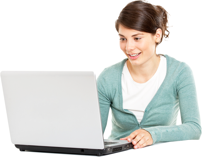 Mädchen mit laptop glücklich transparent PNG