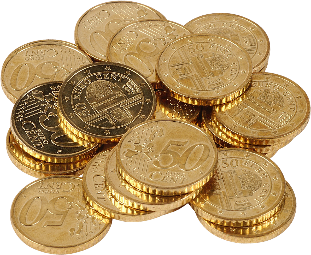 Золотое евро PNG прозрачное изображение
