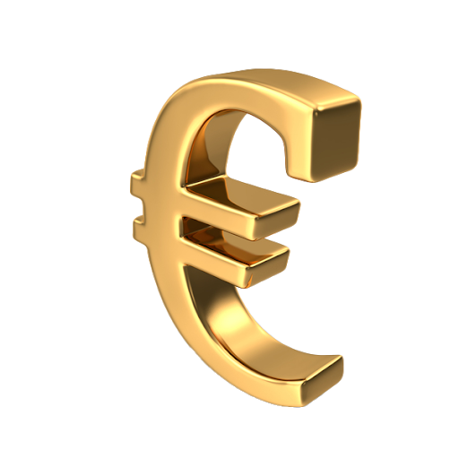 الذهب اليورو رمز خلفية شفافة