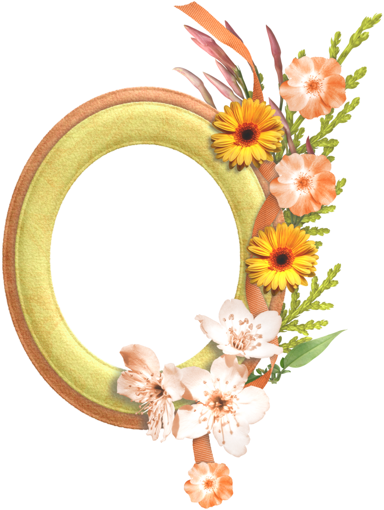Quadro de borda de flor oval ouro transparente PNG