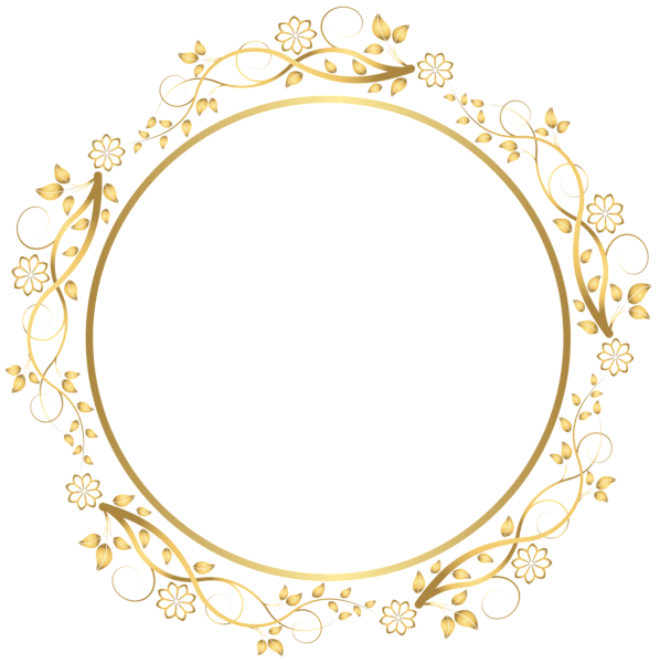 Arquivo de PNG de borda de círculo floral dourado