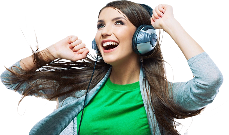 Happy Girl Listening Music PNG