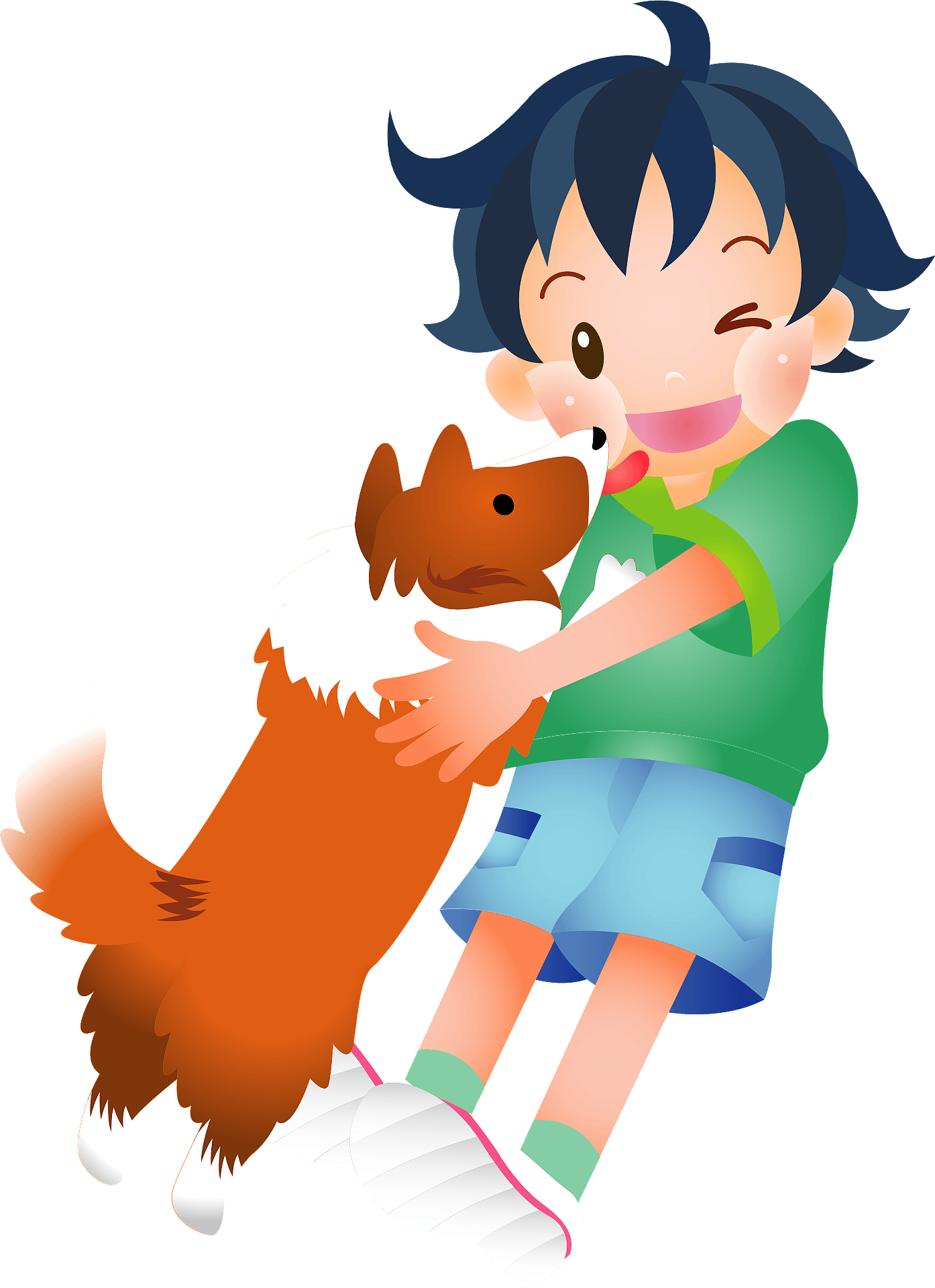 Kleine jongen en hond PNG Clipart