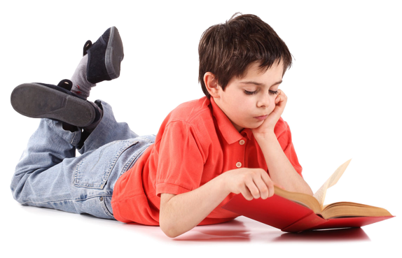 Little Boy Reading Book PNG Transparent Image