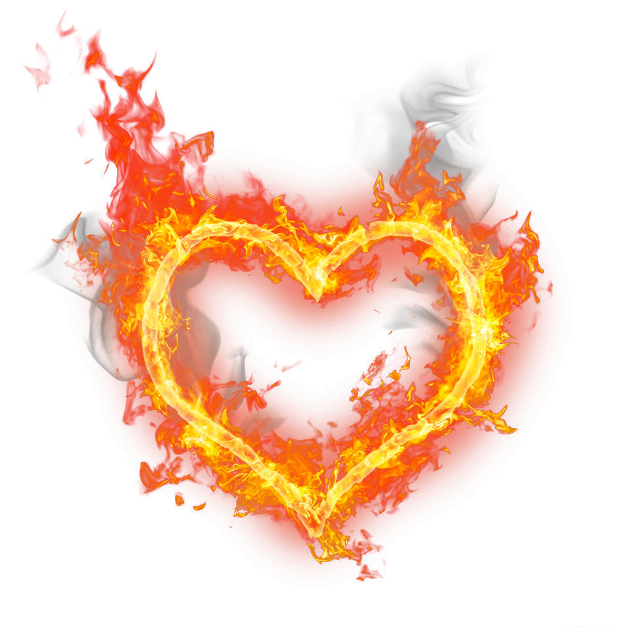Aşk ateşi kalp alev şeffaf PNG