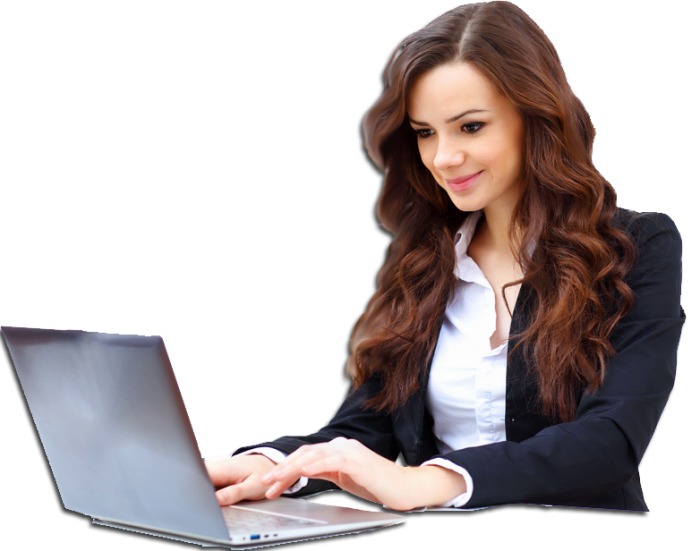 Office Girl Using Laptop Transparent PNG