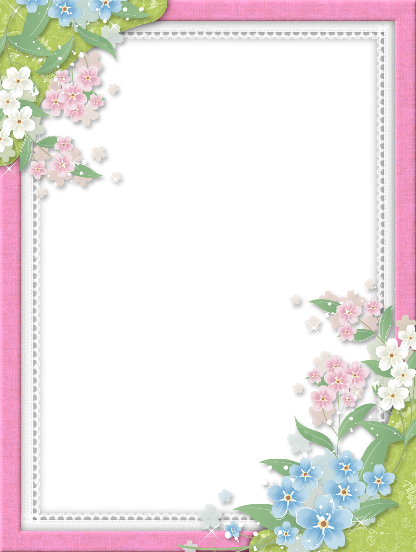 Pink Flowers Frame PNG