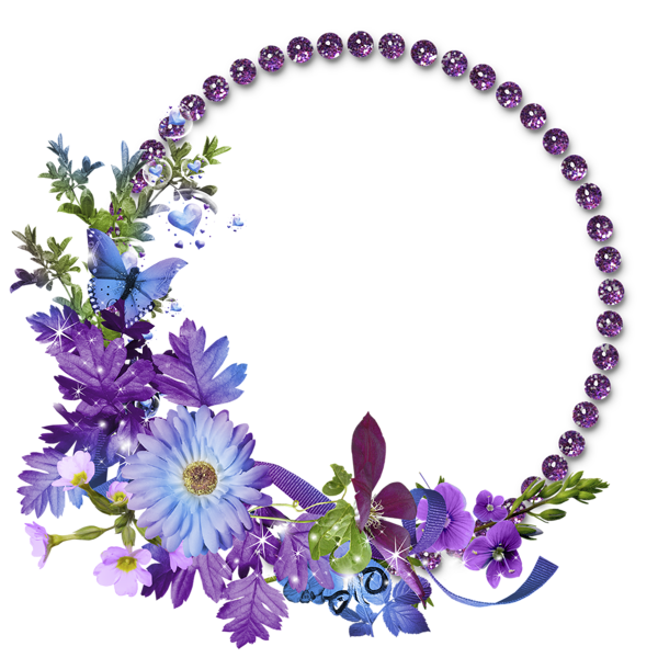 Purple Circle Flower Frame Transparent PNG