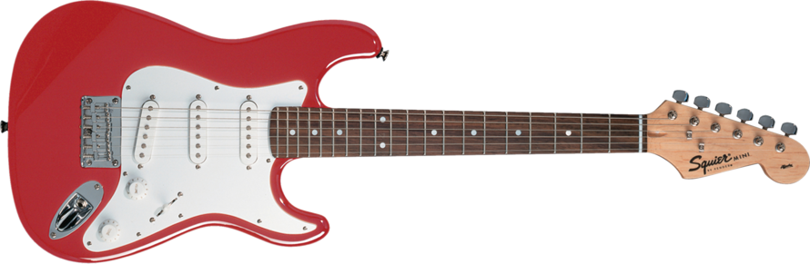 Kırmızı elektro gitar şeffaf arka plan