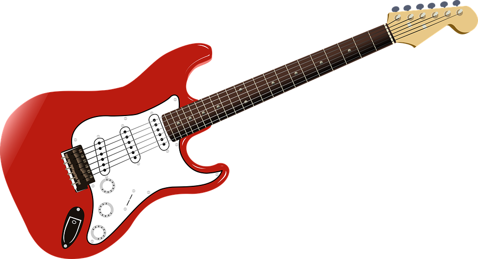 Red Electric Guitar Vector PNG File