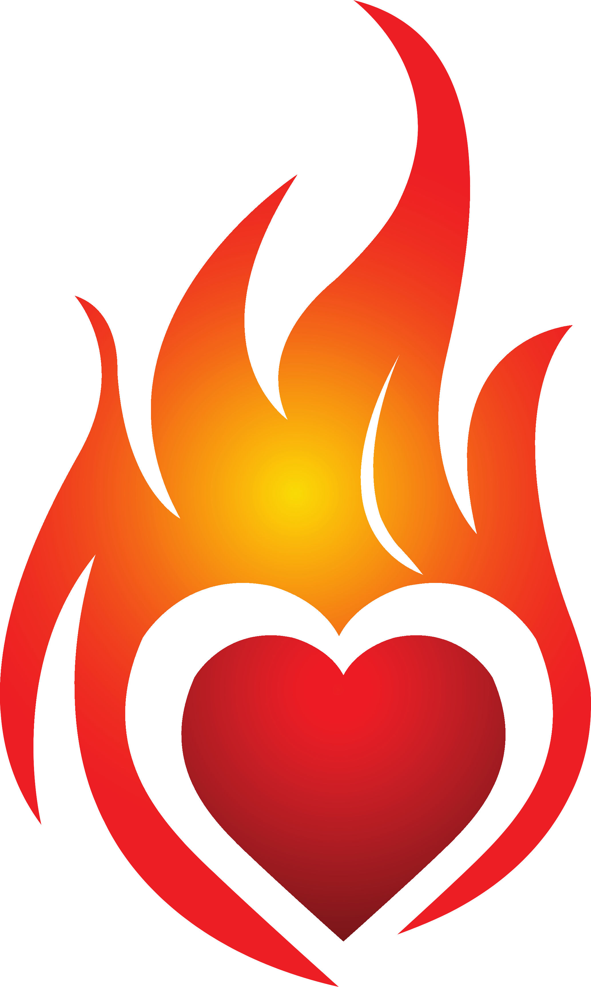 Kırmızı ateş kalp şeffaf PNG