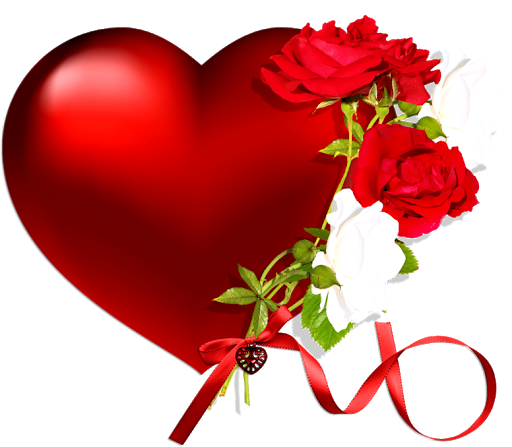 Kırmızı Çiçek Kalp PNG Clipart