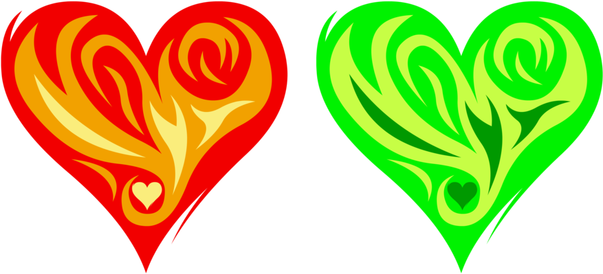 Coração vermelho de fogo verde transparente PNG