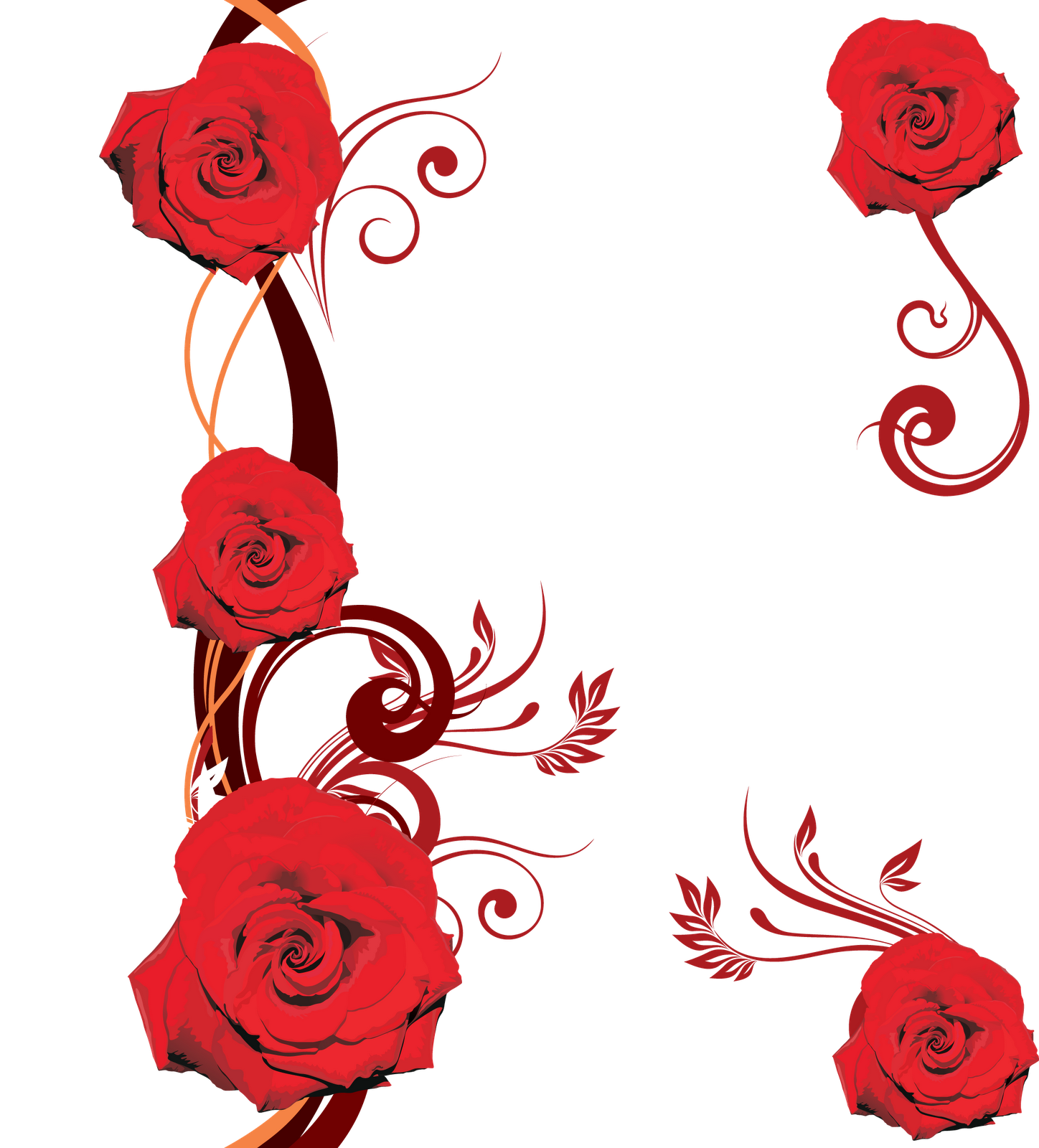 Red Rose Flowers Vector PNG
