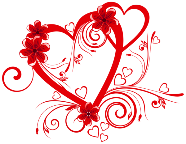 Red Vector Flower Heart PNG Image