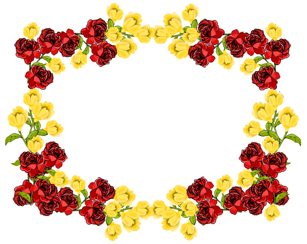 Romantic Flower Frame PNG Image