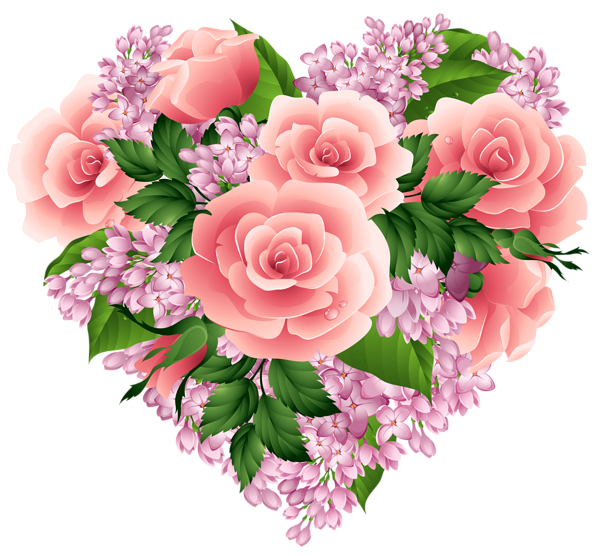 Coração de flor romântica fotos PNG