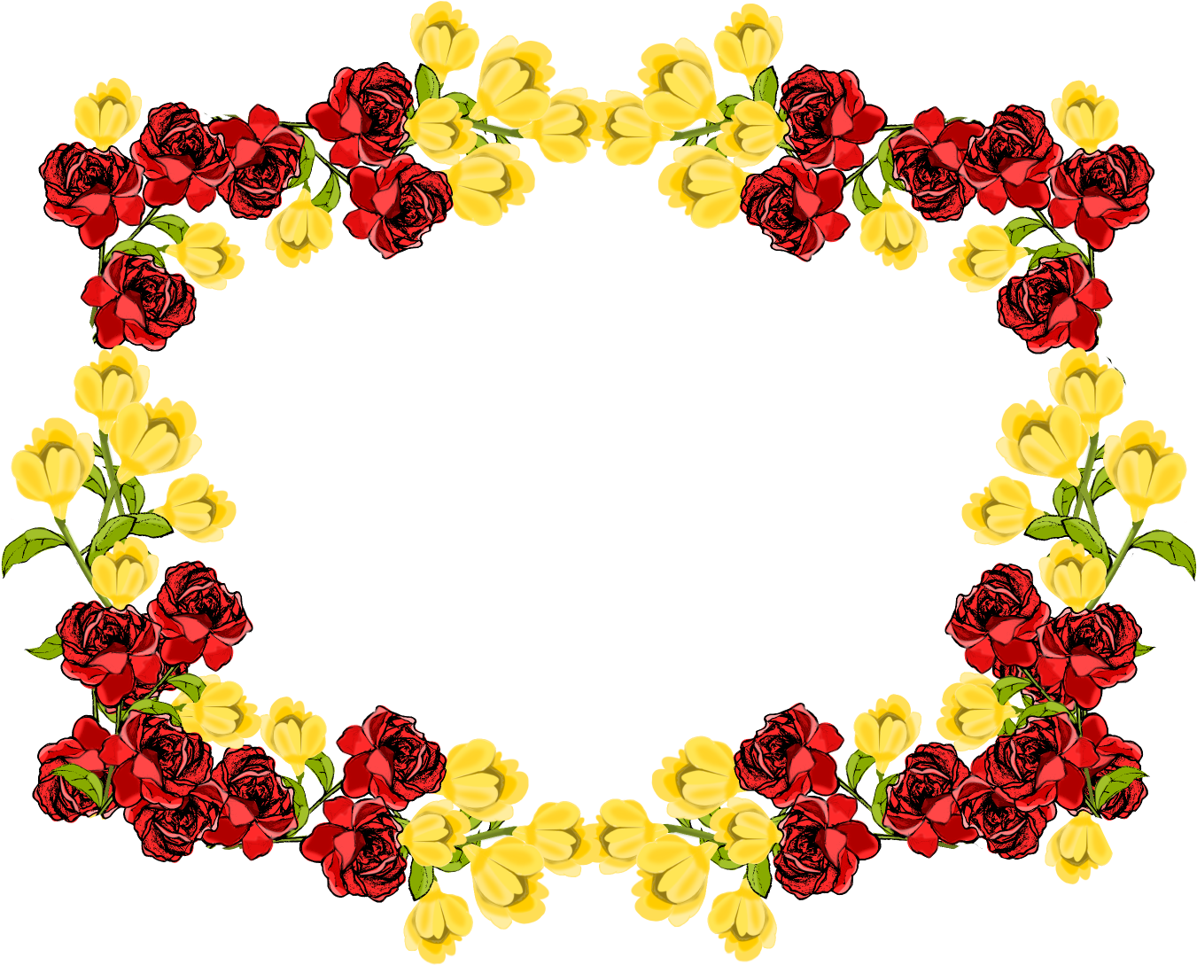 ไฟล์ PNG ของ ดอกกุหลาบ Floral Border
