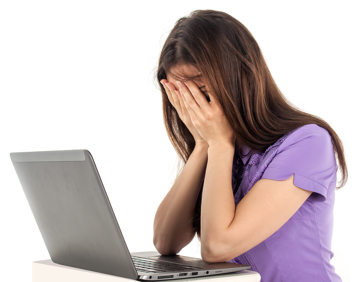 Sad Girl Using Laptop Transparent PNG