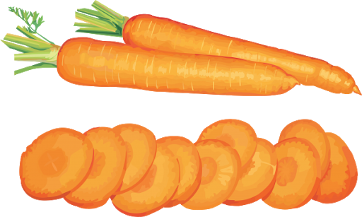 Salat-Karottenscheiben transparentem Hintergrund