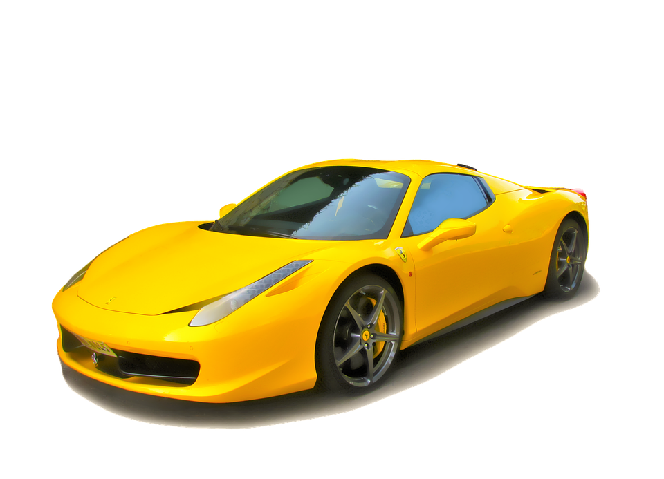 Side View Yellow Ferrari PNG File
