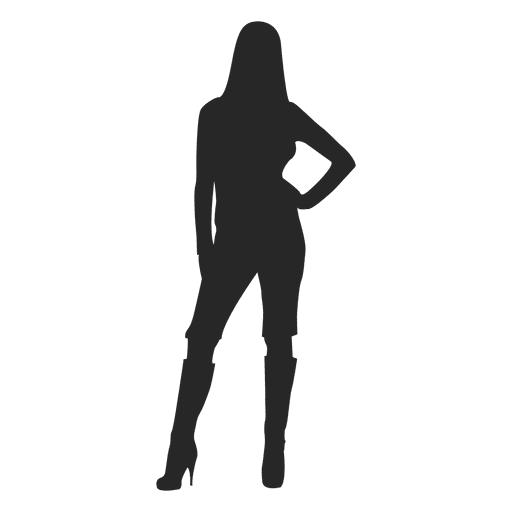 Silhouette Girl Standing Vector Long Boot Transparent PNG