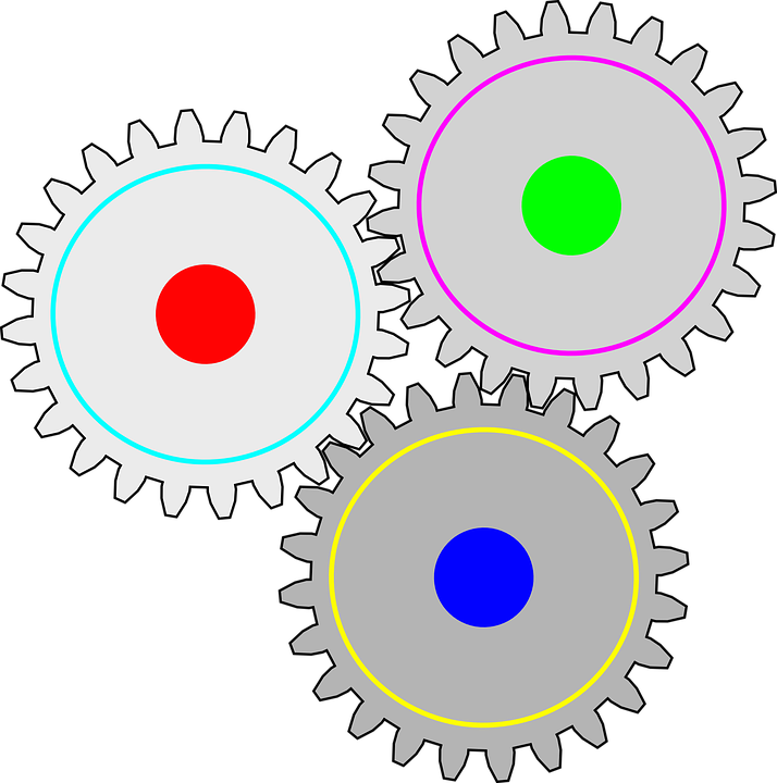 Silver Colorful Gears Transparent PNG