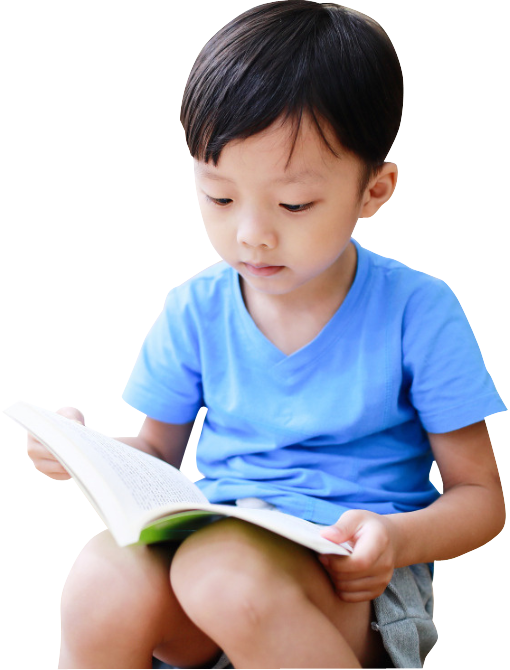 Sitting Boy Reading Book PNG Image