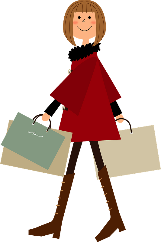 Smiling Girl Holding Shopping Bag PNG