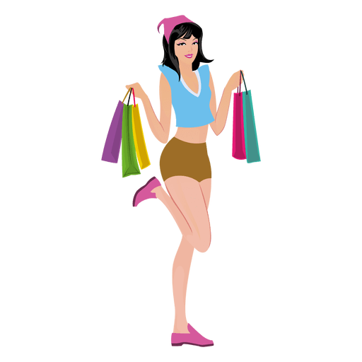 Glimlachend meisje winkelen vector shorts Transparant PNG