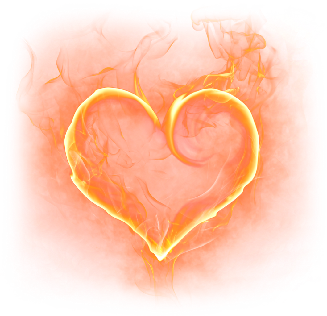 Efecto del corazón de fuego de humo PNG transparente