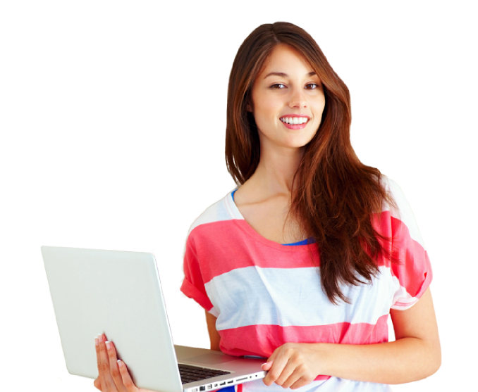 Student Girl Using Laptop Transparent PNG