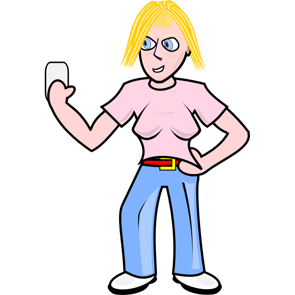Teenage Girl Using Mobile Phone Clipart Transparent PNG
